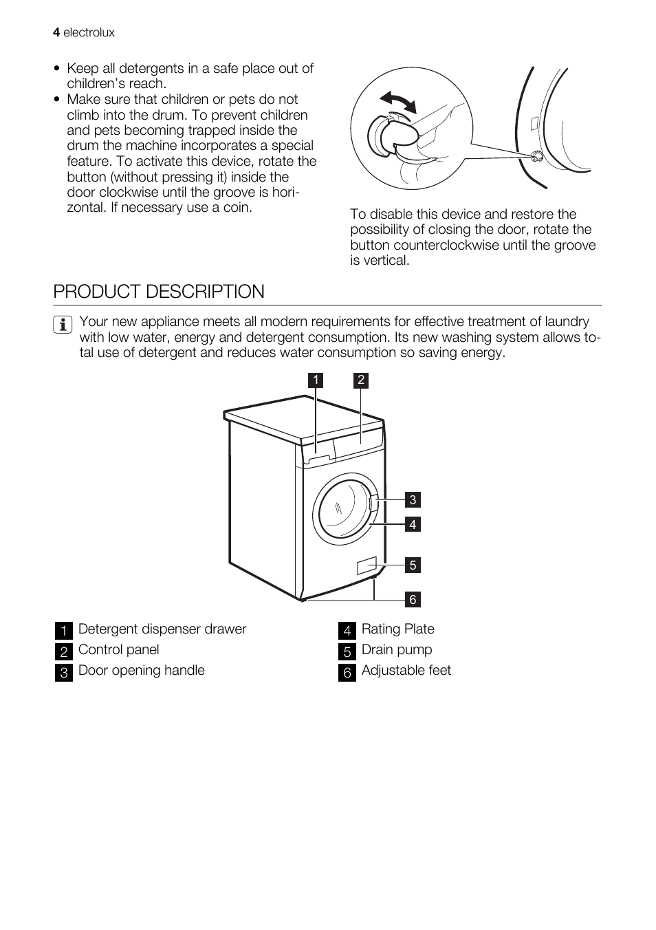 Product description | Electrolux EWW 167443 W User Manual | Page 4 / 32