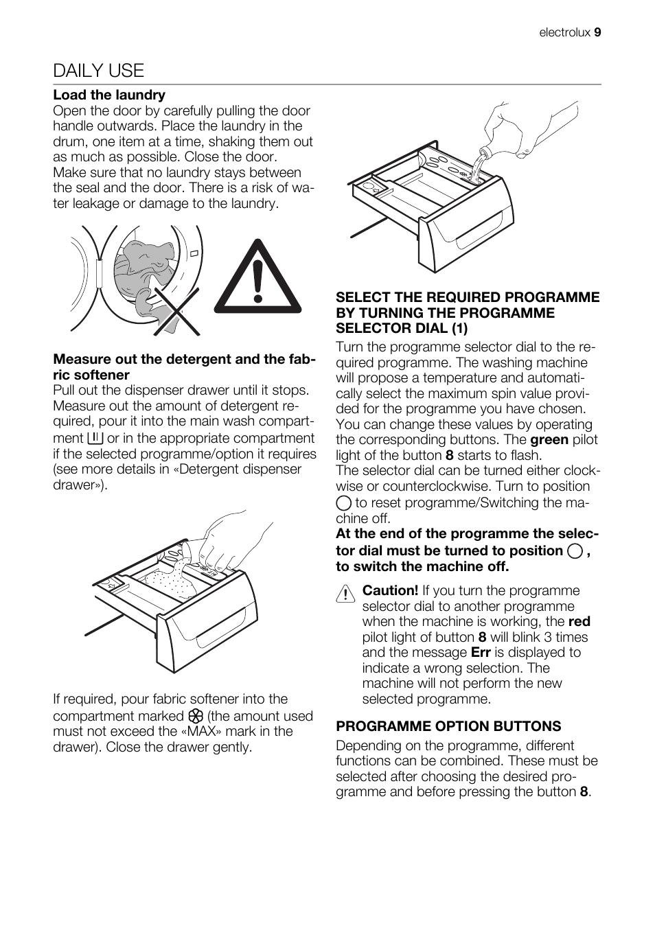 Daily use | Electrolux EWW 167443 W User Manual | Page 9 / 32