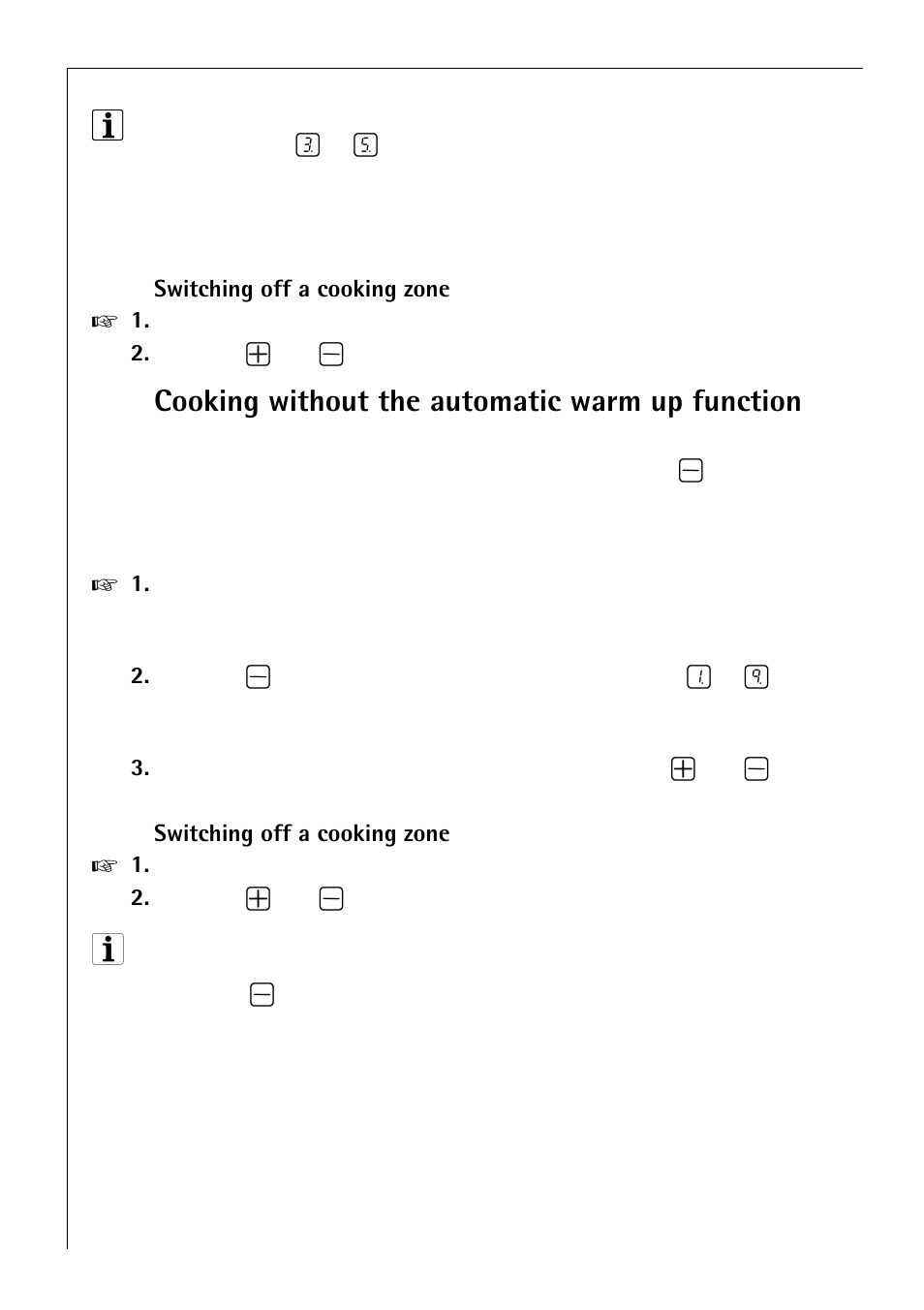 Cooking without the automatic warm up function | Electrolux 65300 K User Manual | Page 16 / 40