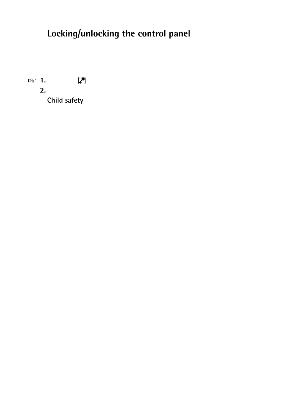 Locking/unlocking the control panel | Electrolux 65300 K User Manual | Page 17 / 40