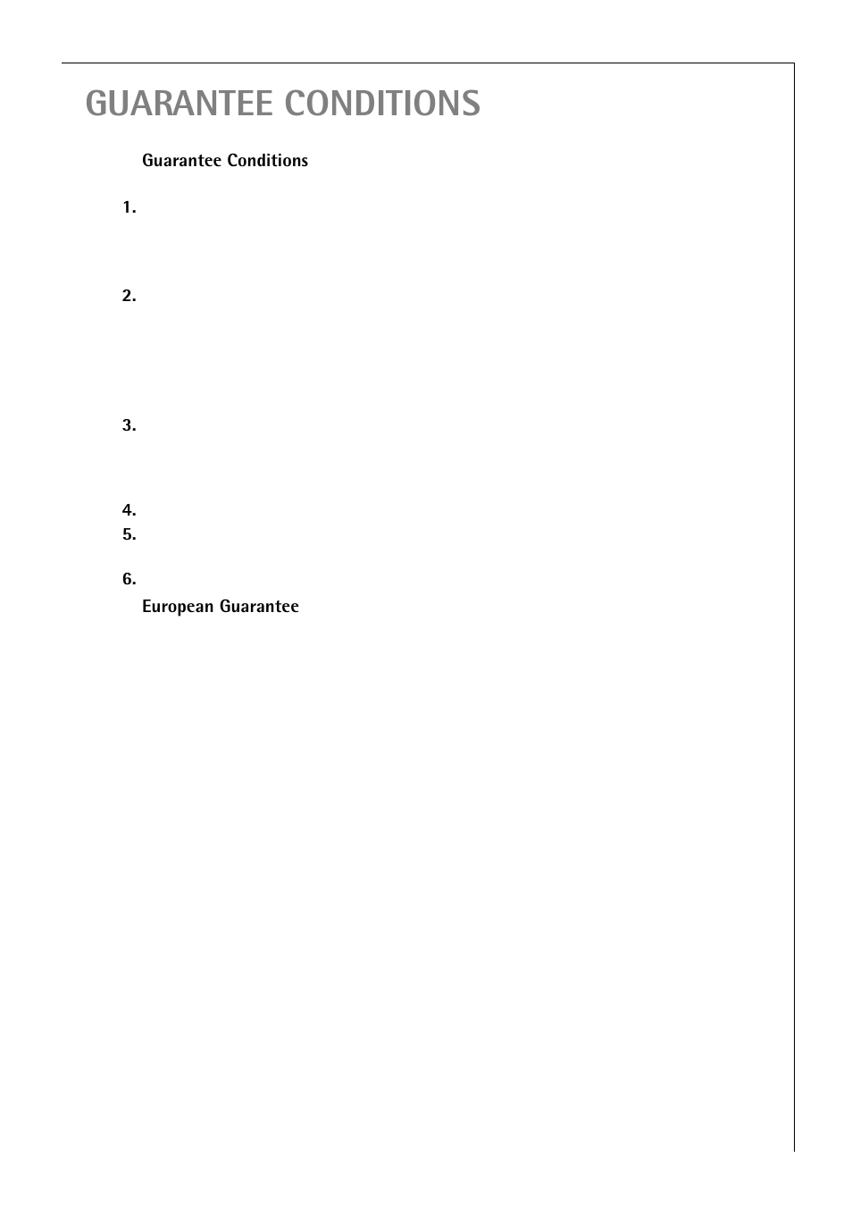 Guarantee conditions | Electrolux 65300 K User Manual | Page 31 / 40