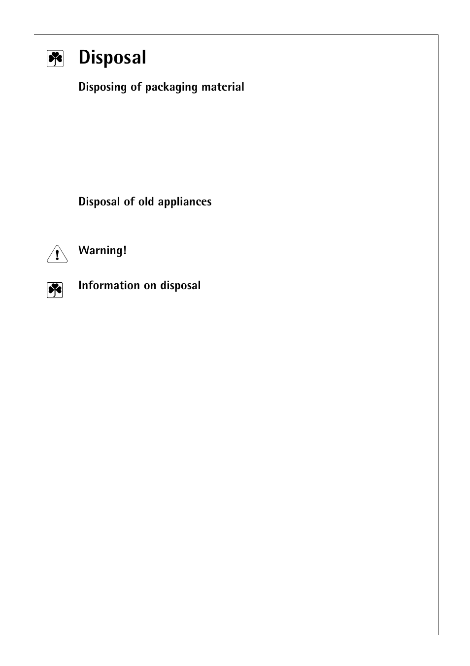 Disposal | Electrolux 65300 K User Manual | Page 7 / 40