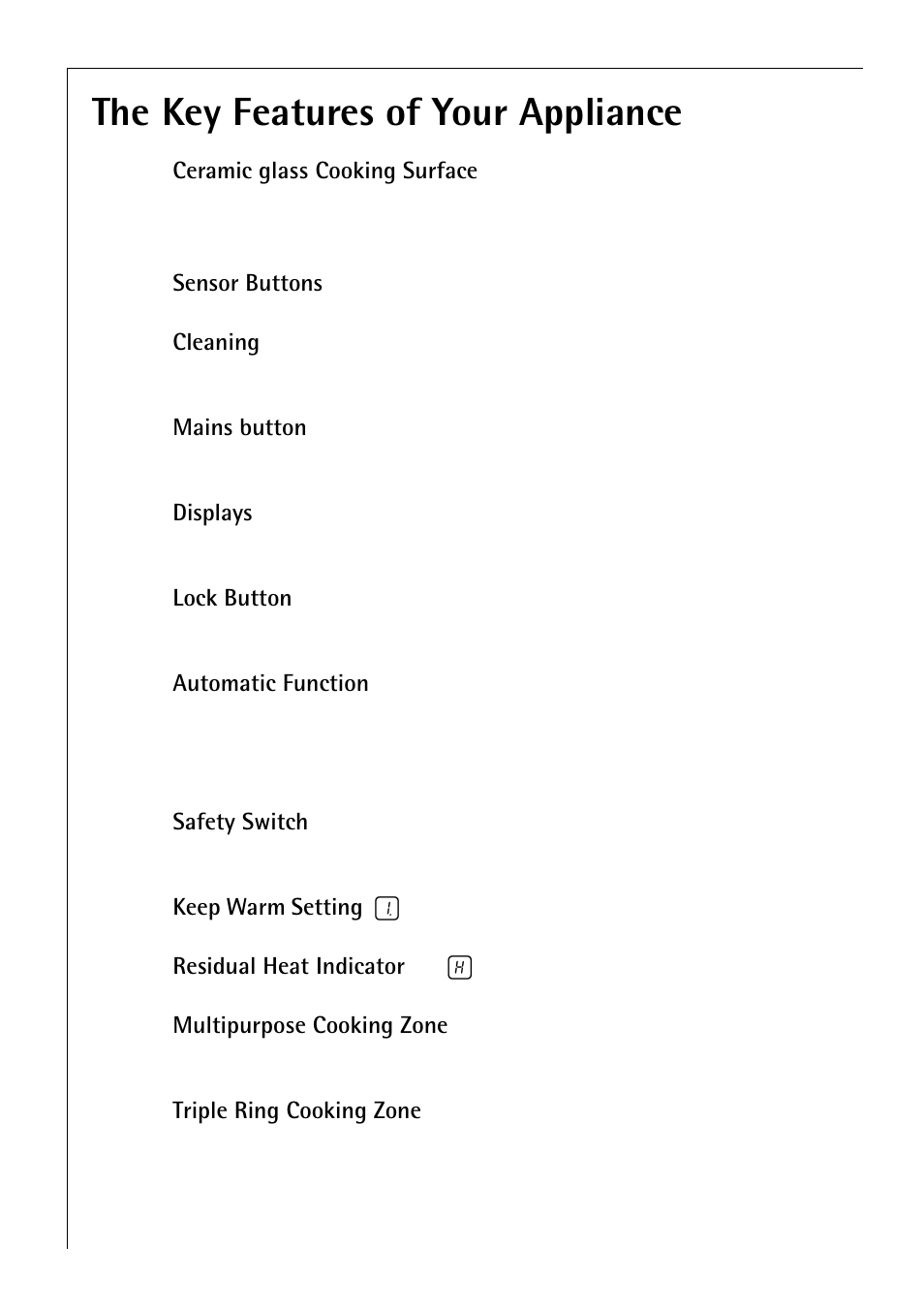 The key features of your appliance | Electrolux 65300 K User Manual | Page 8 / 40