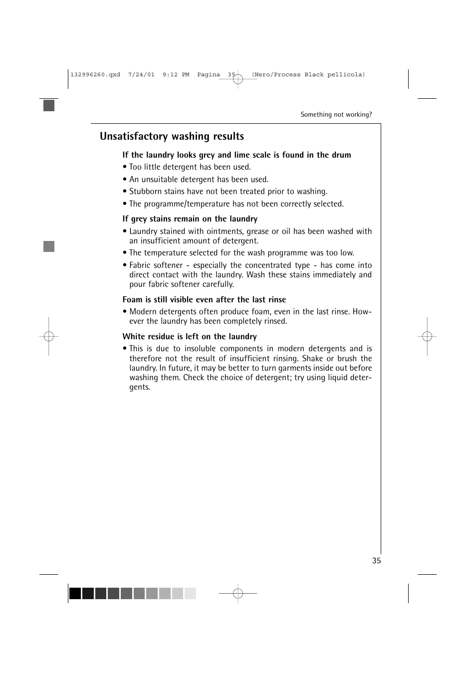 Unsatisfactory washing results | Electrolux 10500 VI User Manual | Page 35 / 52