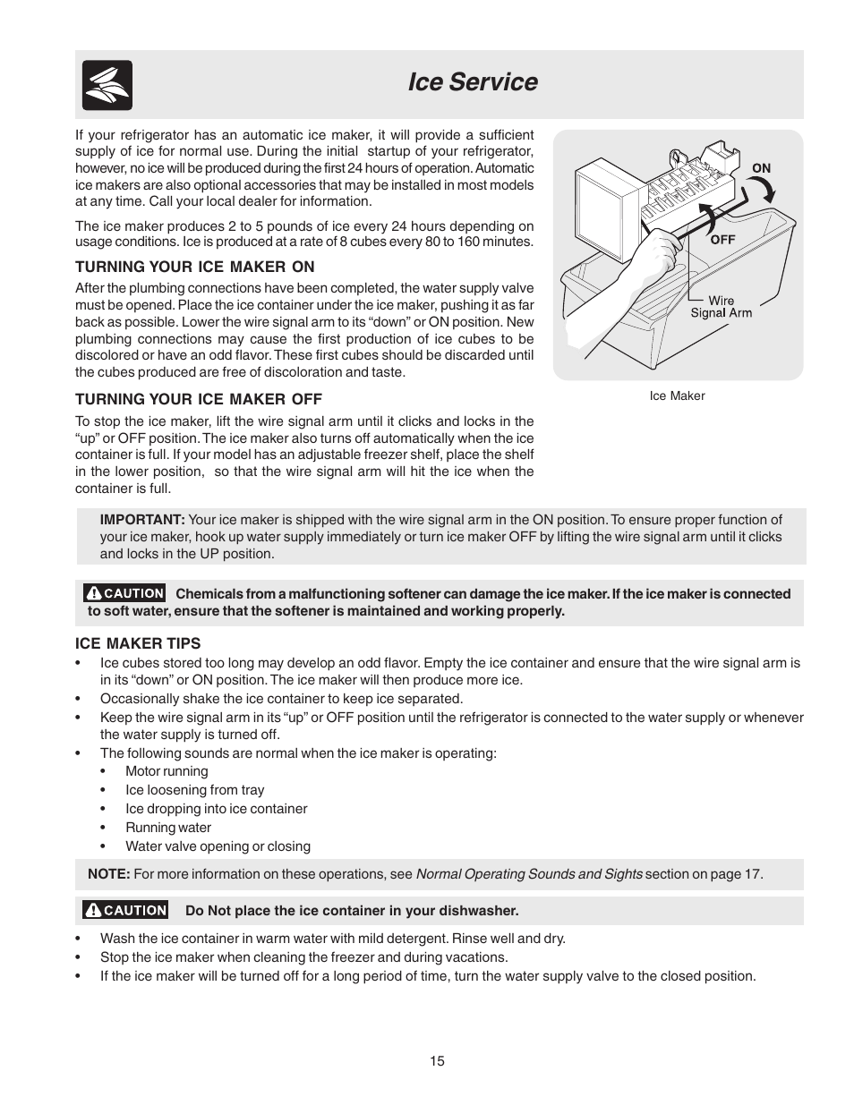 Ice service | Electrolux 240400112 User Manual | Page 15 / 21