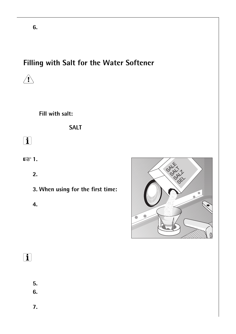 Filling with salt for the water softener | Electrolux 50750 i User Manual | Page 11 / 40