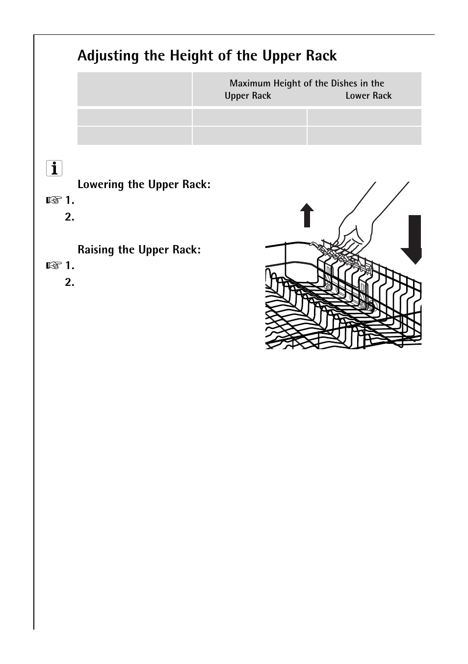 Adjusting the height of the upper rack | Electrolux 50750 i User Manual | Page 18 / 40