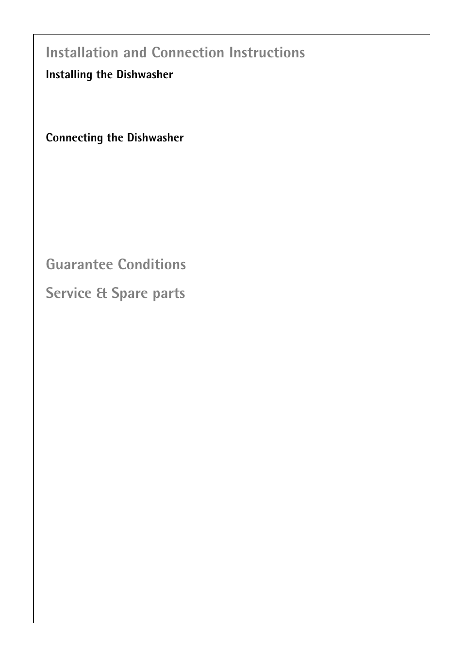 Installation and connection instructions, Guarantee conditions, Service & spare parts | Electrolux 50750 i User Manual | Page 4 / 40