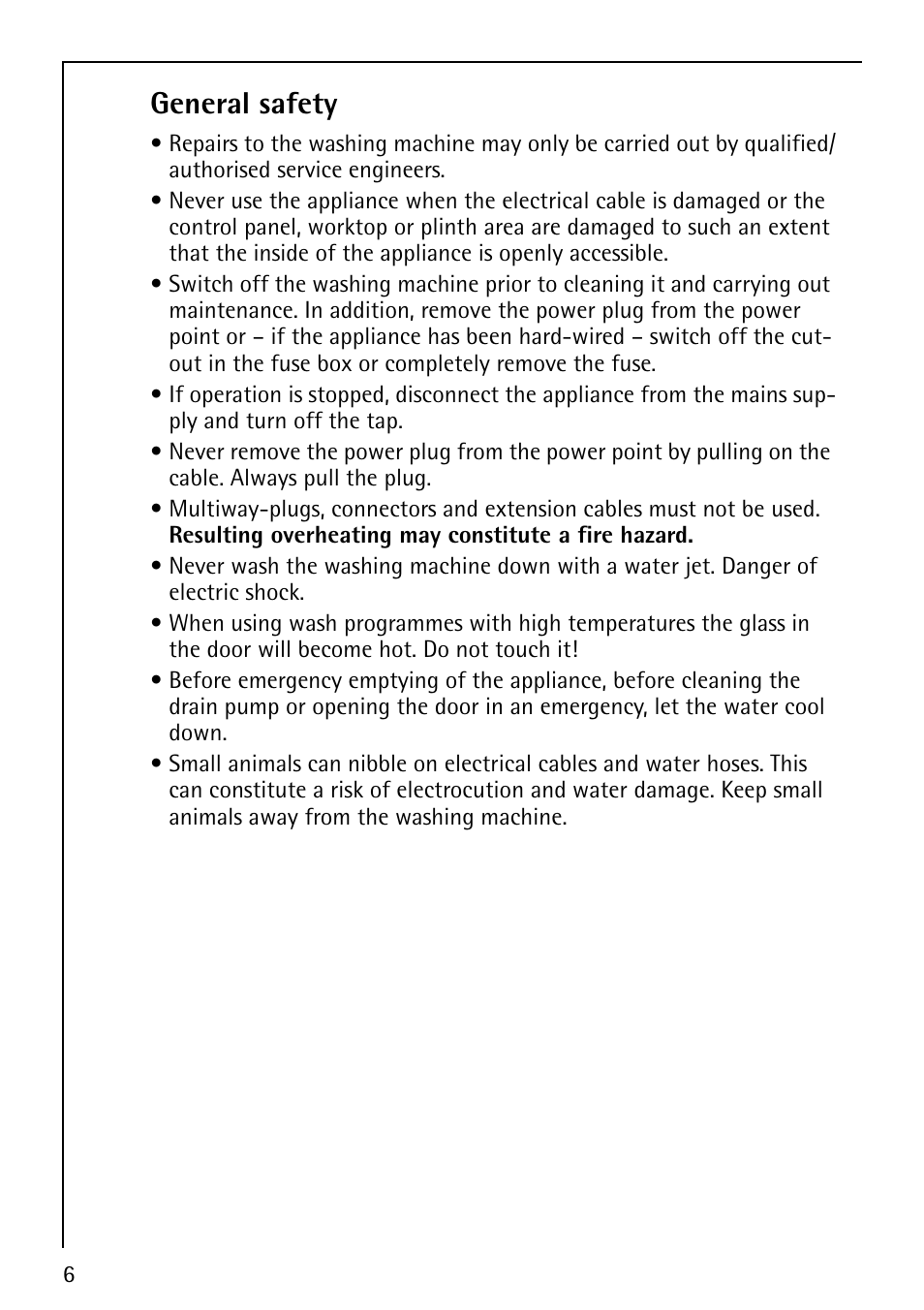 General safety | Electrolux LAVAMAT 50810 User Manual | Page 6 / 36