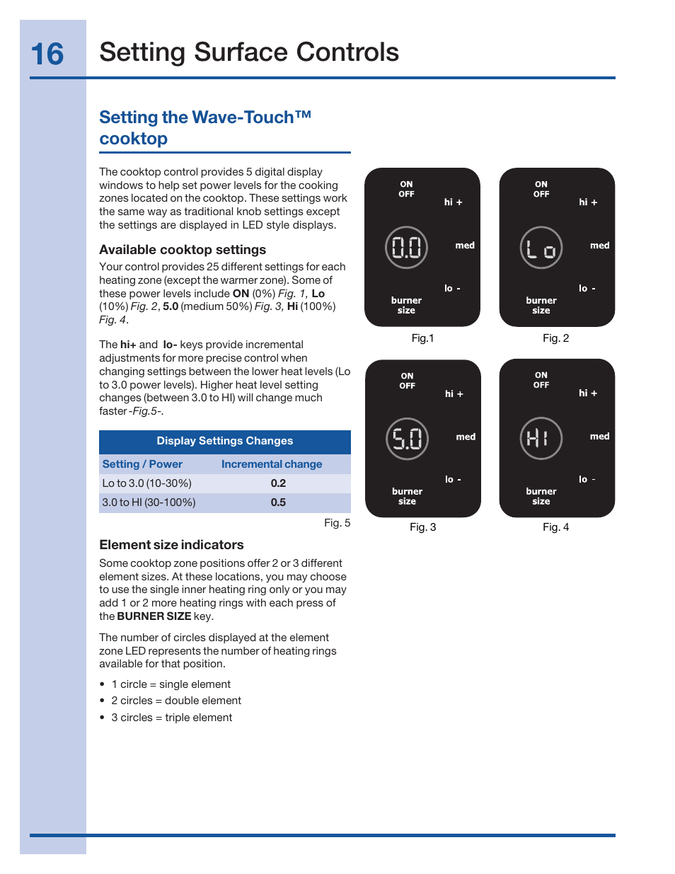 Setting surface controls, Setting the wave-touch™ cooktop | Electrolux 316520101 User Manual | Page 16 / 68