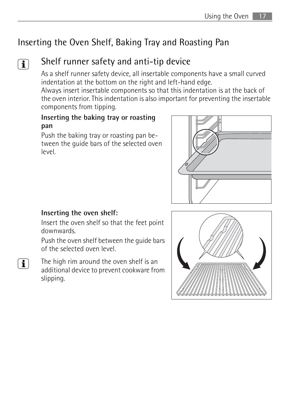 Shelf runner safety and anti-tip device | Electrolux E4431-5 User Manual | Page 17 / 68