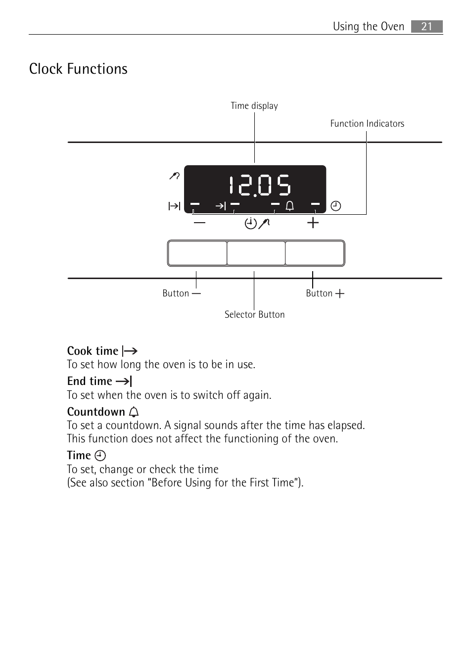 Clock functions | Electrolux E4431-5 User Manual | Page 21 / 68