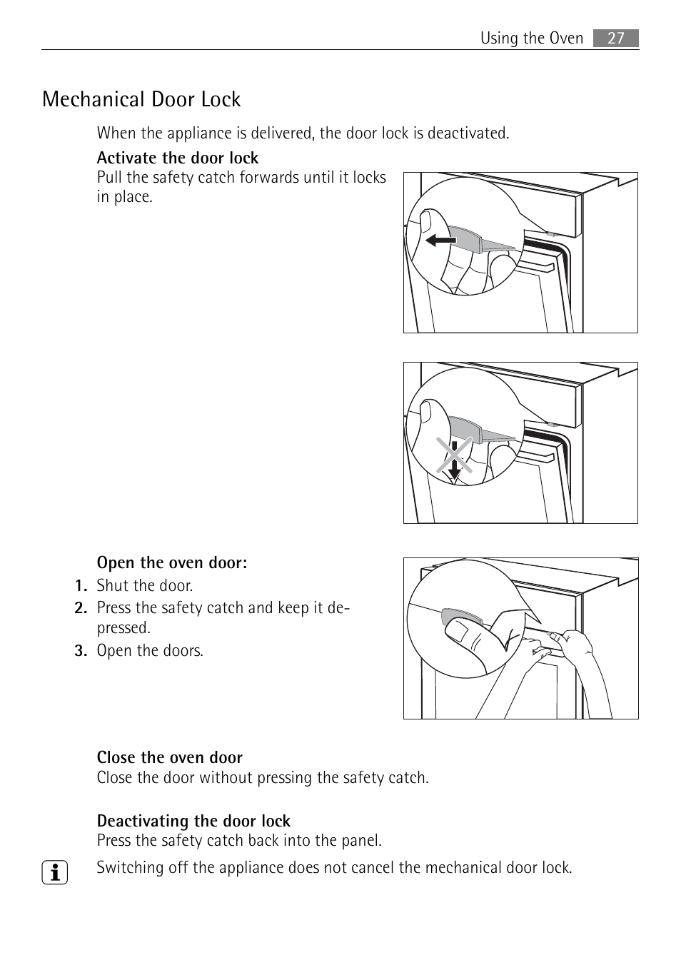 Mechanical door lock | Electrolux E4431-5 User Manual | Page 27 / 68