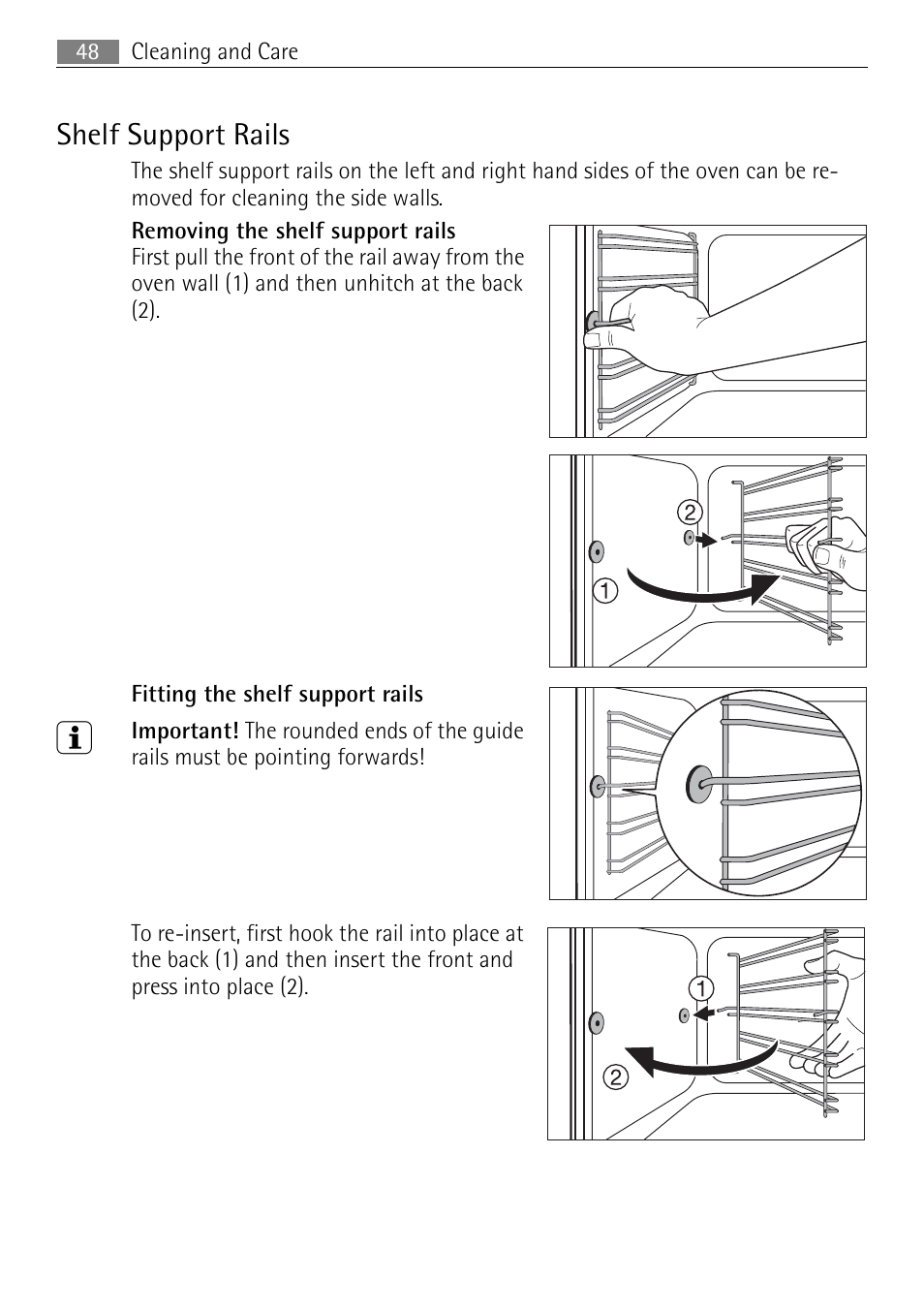 Shelf support rails | Electrolux E4431-5 User Manual | Page 48 / 68