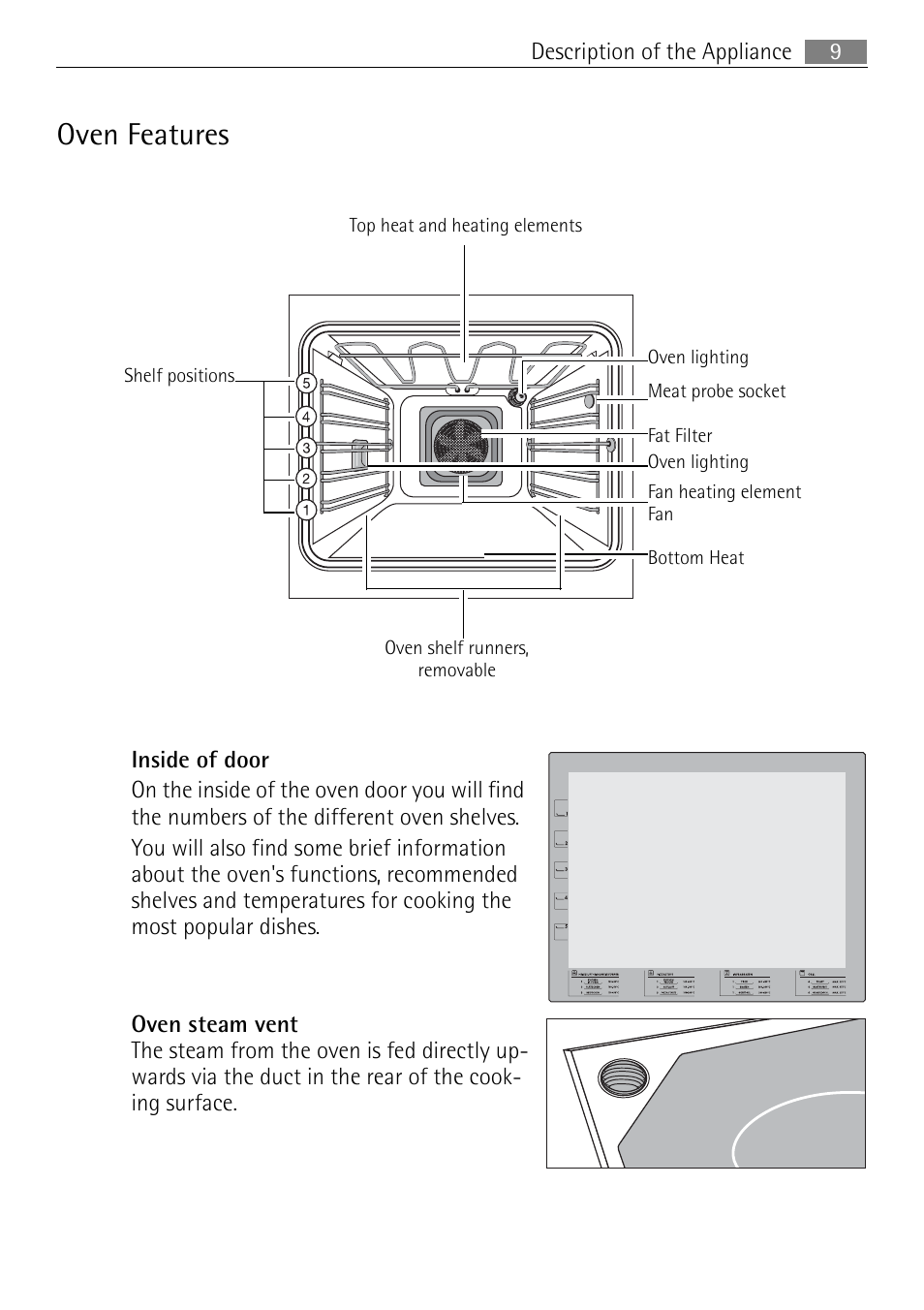 Oven features | Electrolux E4431-5 User Manual | Page 9 / 68