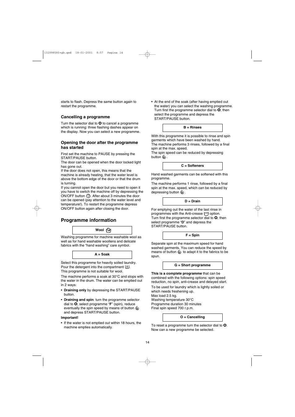 Programme information | Electrolux EW 1677 F User Manual | Page 14 / 25