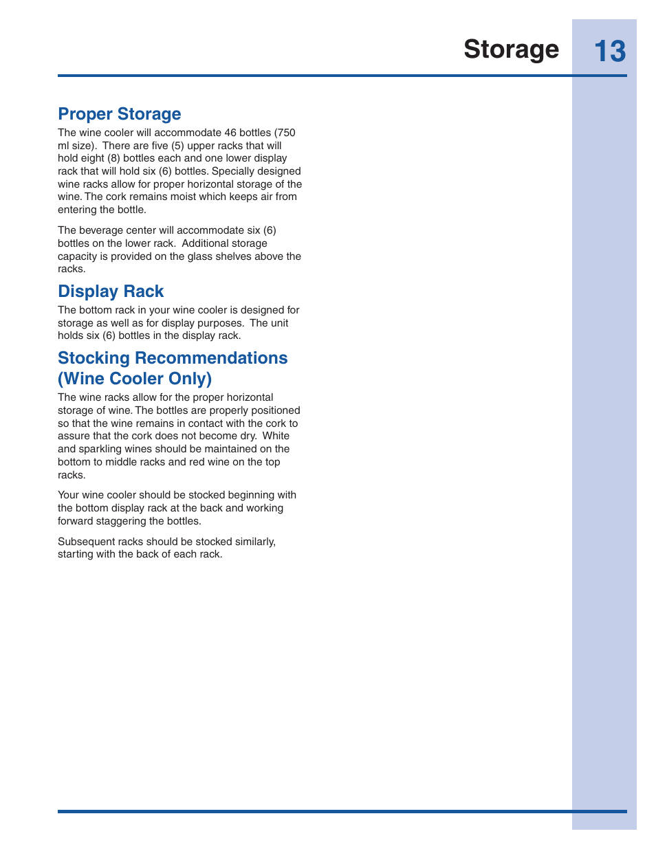Storage | Electrolux 5303918374 User Manual | Page 13 / 17