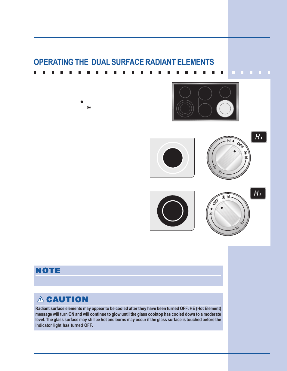 Setting surface controls, Operating the dual surface radiant elements | Electrolux E36EC75HSS User Manual | Page 11 / 20