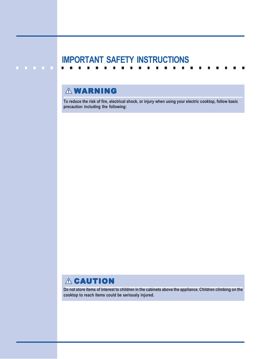 Safety, Important safety instructions, Warning | Ca caution ution ution ution ution | Electrolux E36EC75HSS User Manual | Page 4 / 20
