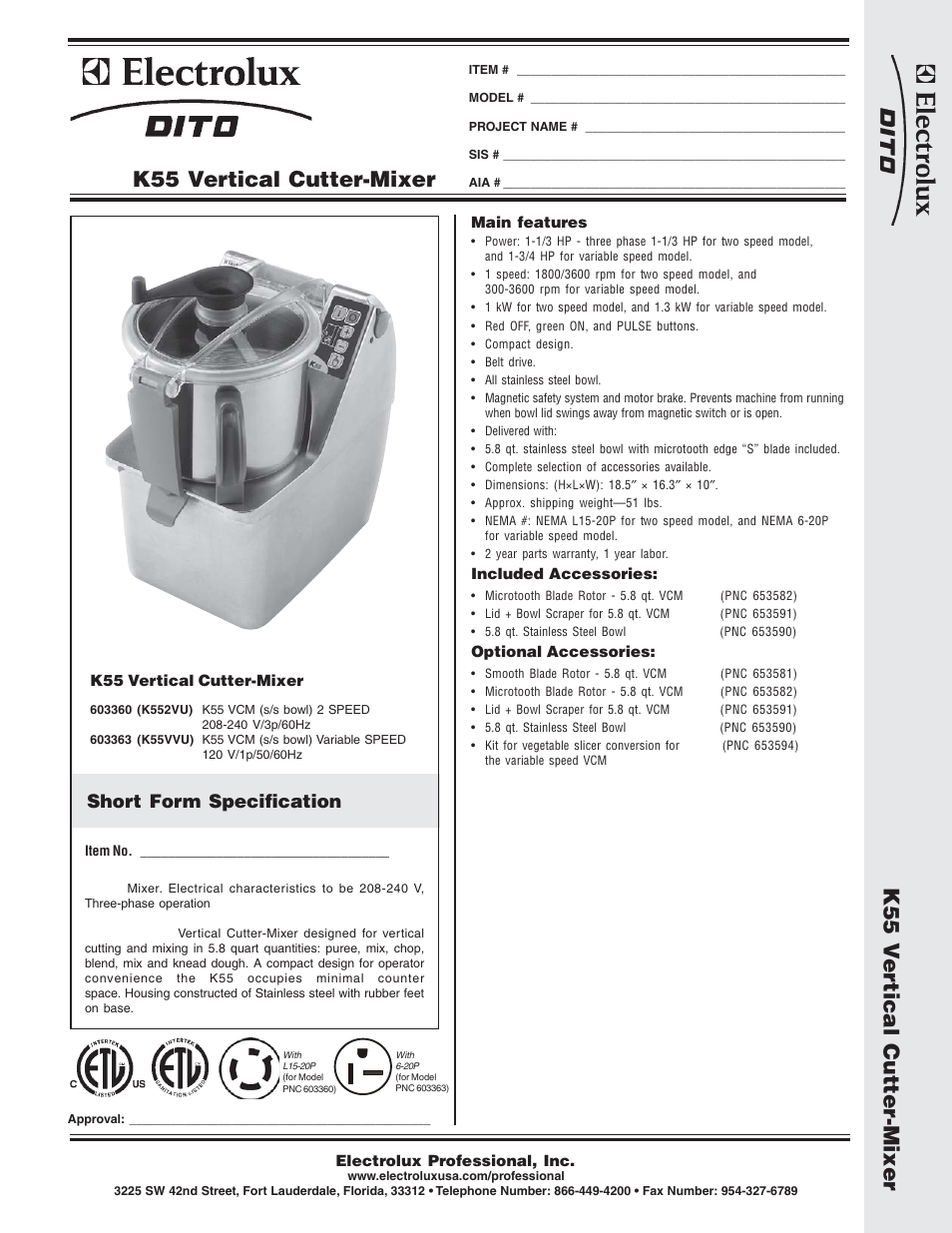 Electrolux Dito K552VU User Manual | 2 pages