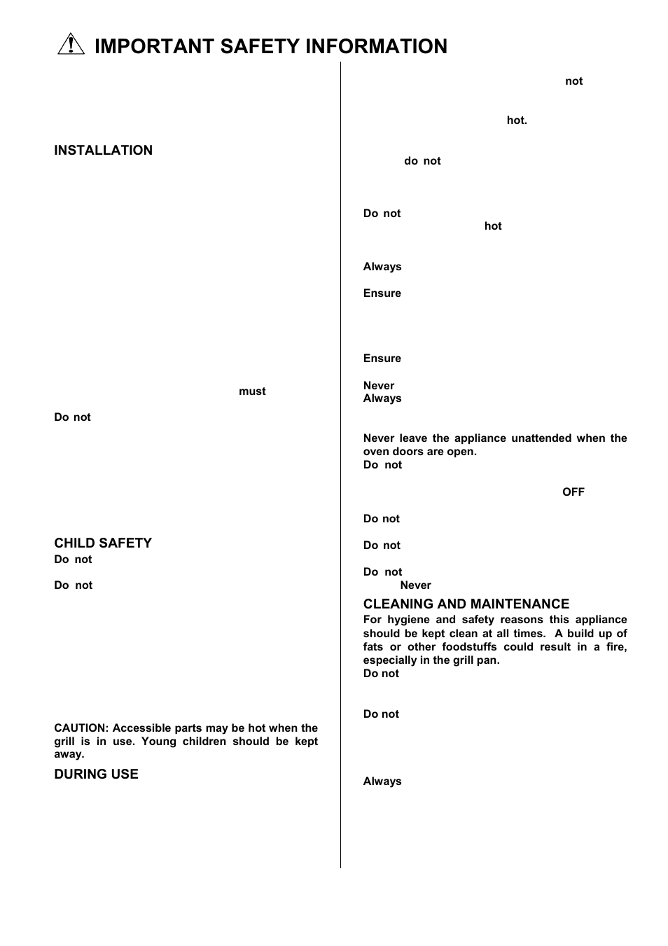 Important safety information | Electrolux D77000GF User Manual | Page 2 / 44