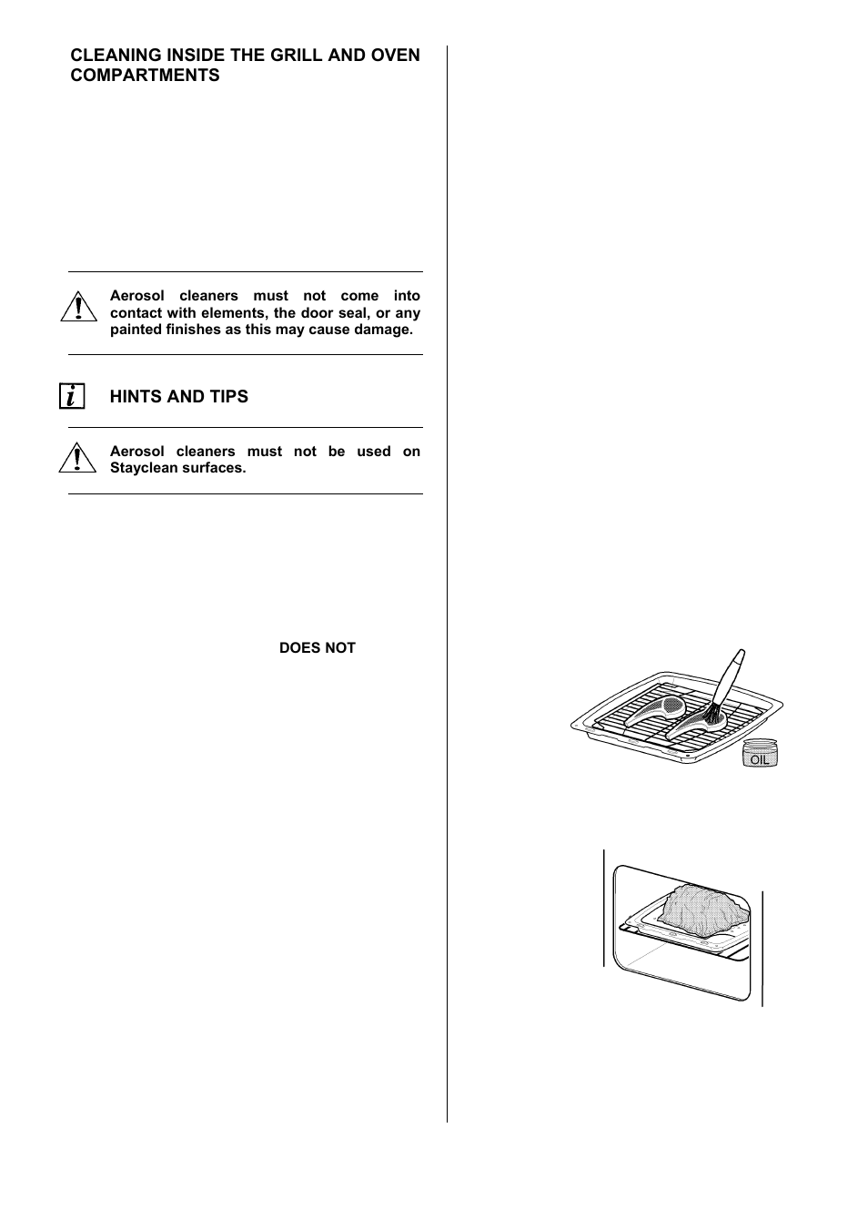 32 cleaning inside the grill and oven compartments, Hints and tips | Electrolux D77000GF User Manual | Page 32 / 44