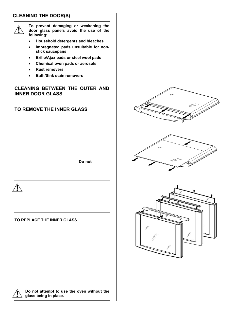 33 cleaning the door(s), Cleaning between the outer and inner door glass, The inner door glass is removable for cleaning | Electrolux D77000GF User Manual | Page 33 / 44