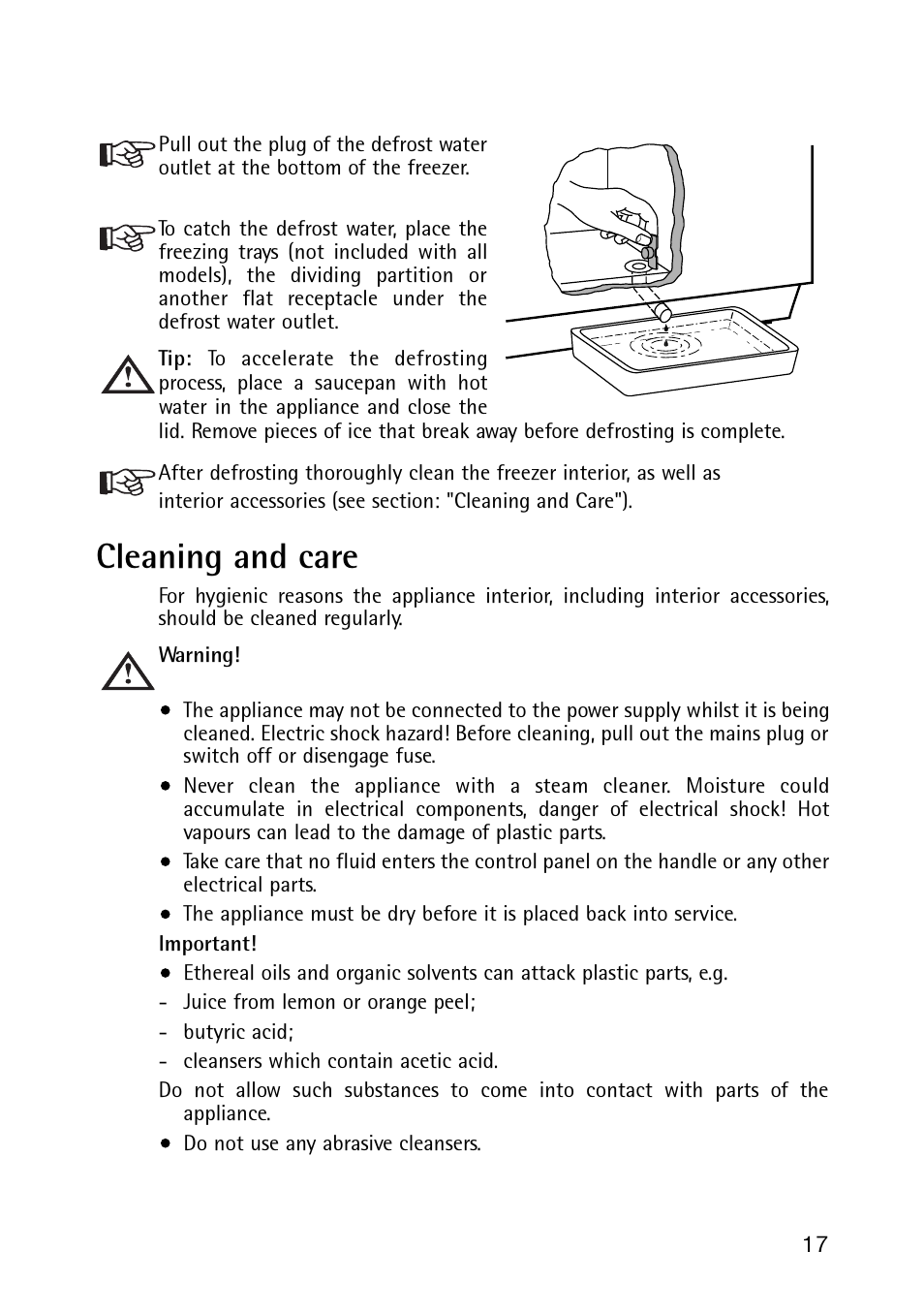 Cleaning and care | Electrolux 189 GT User Manual | Page 17 / 24