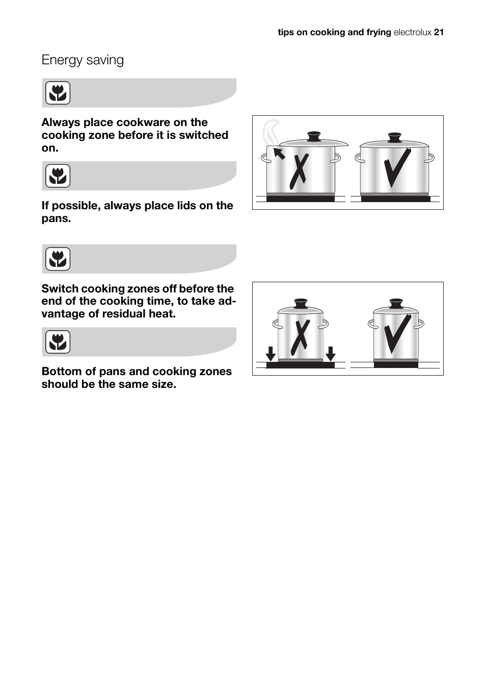 Energy saving | Electrolux EHS 36020 U User Manual | Page 21 / 44