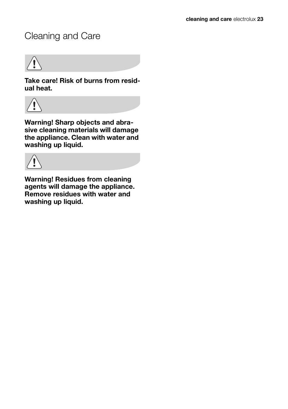Cleaning and care | Electrolux EHS 36020 U User Manual | Page 23 / 44