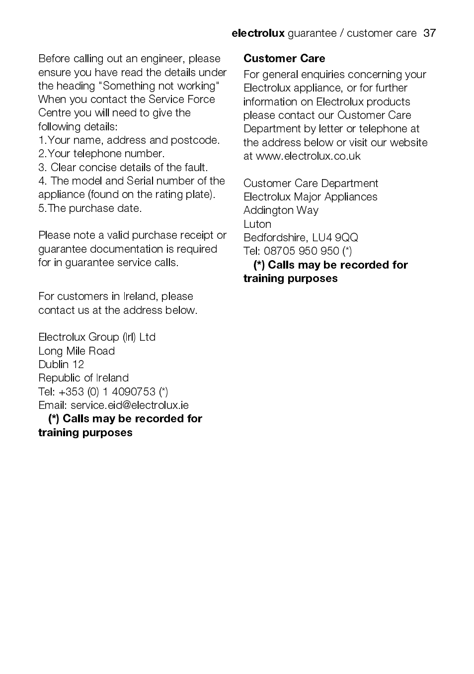 Electrolux EKC5045 User Manual | Page 37 / 44