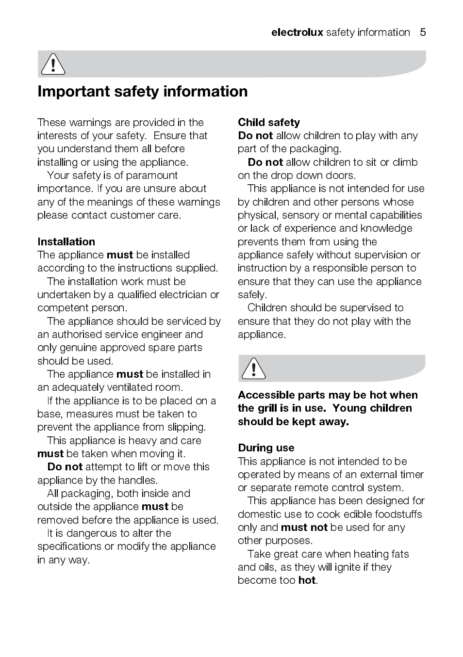 Electrolux EKC5045 User Manual | Page 5 / 44