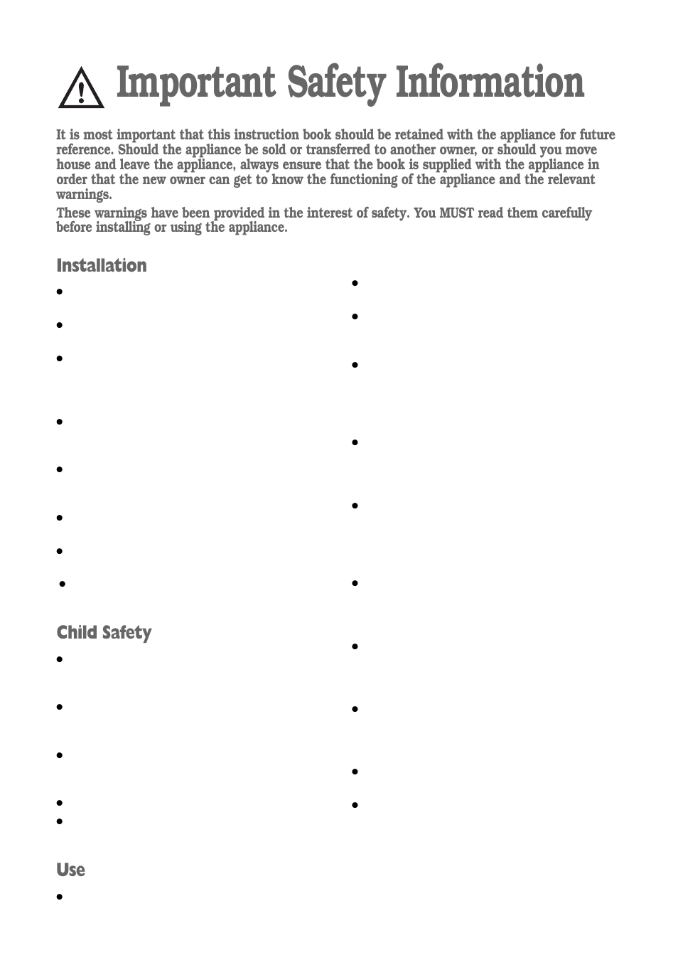 Important safety information, Installation, Child safety | Electrolux FWM 1010 User Manual | Page 2 / 28