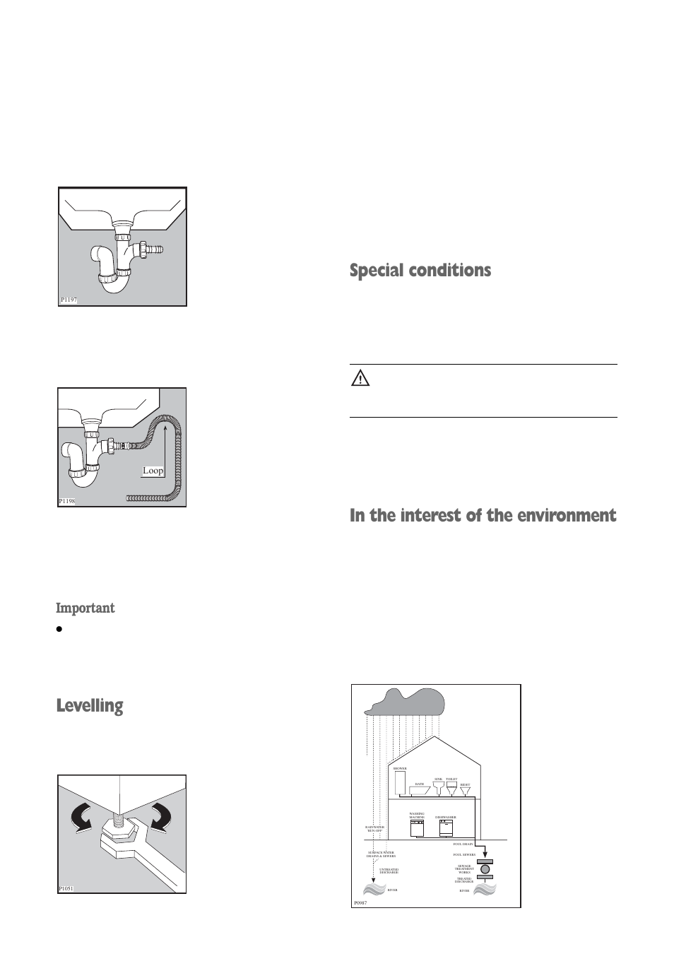 Special conditions, Levelling, Important | Electrolux FWM 1010 User Manual | Page 24 / 28