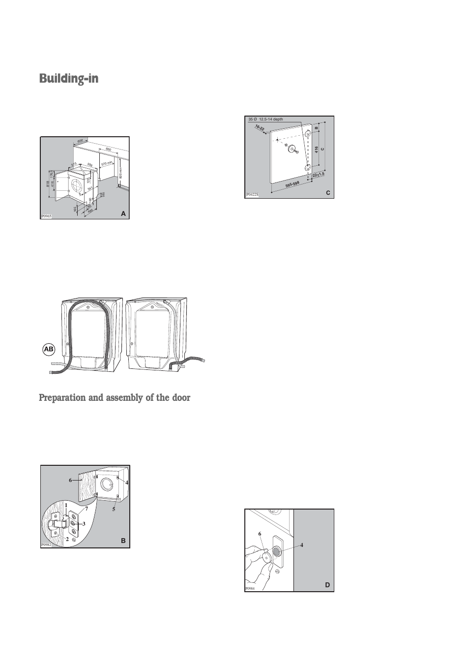 Building-in, Preparation and assembly of the door | Electrolux FWM 1010 User Manual | Page 26 / 28