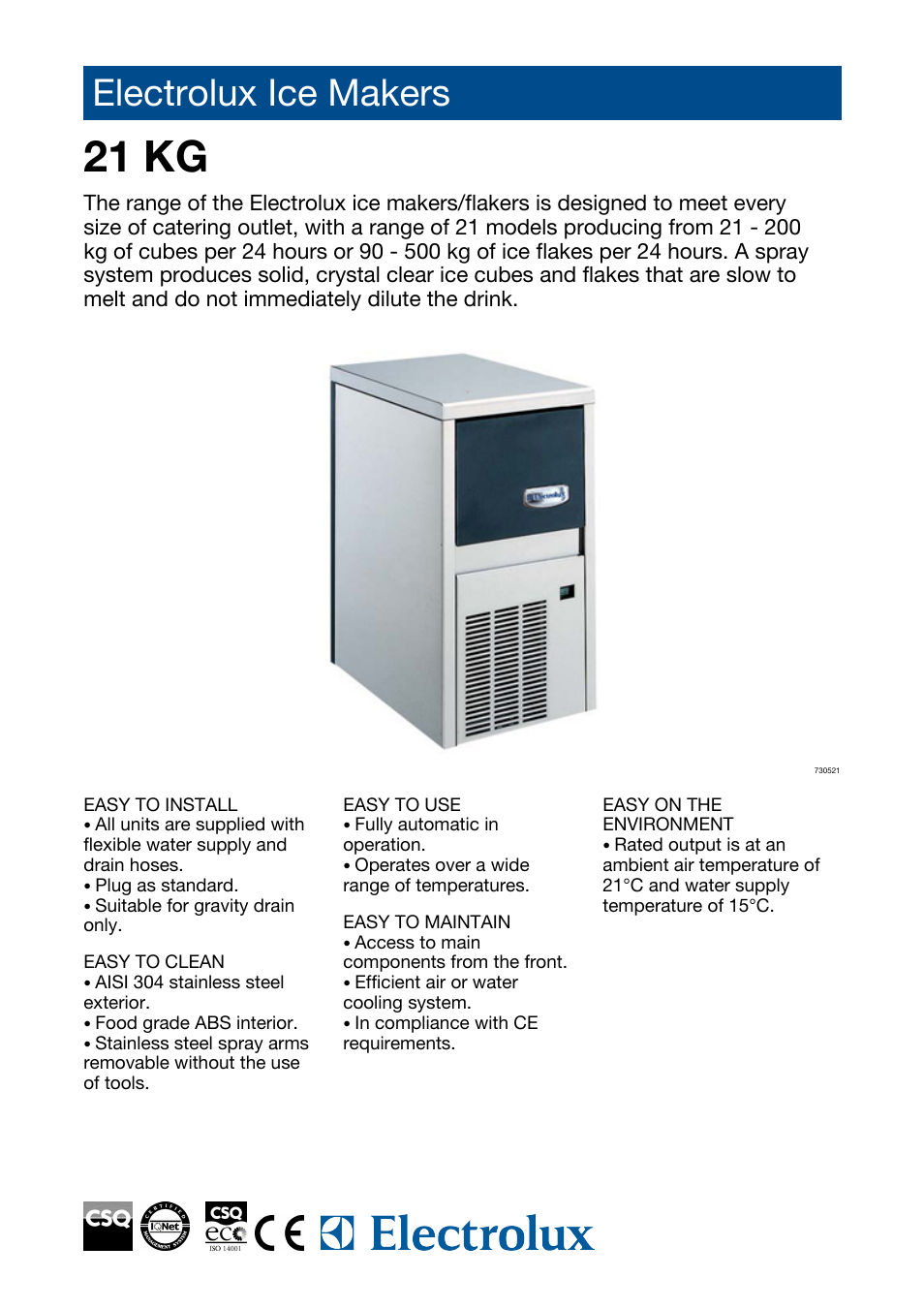 Electrolux 730521 User Manual | 2 pages