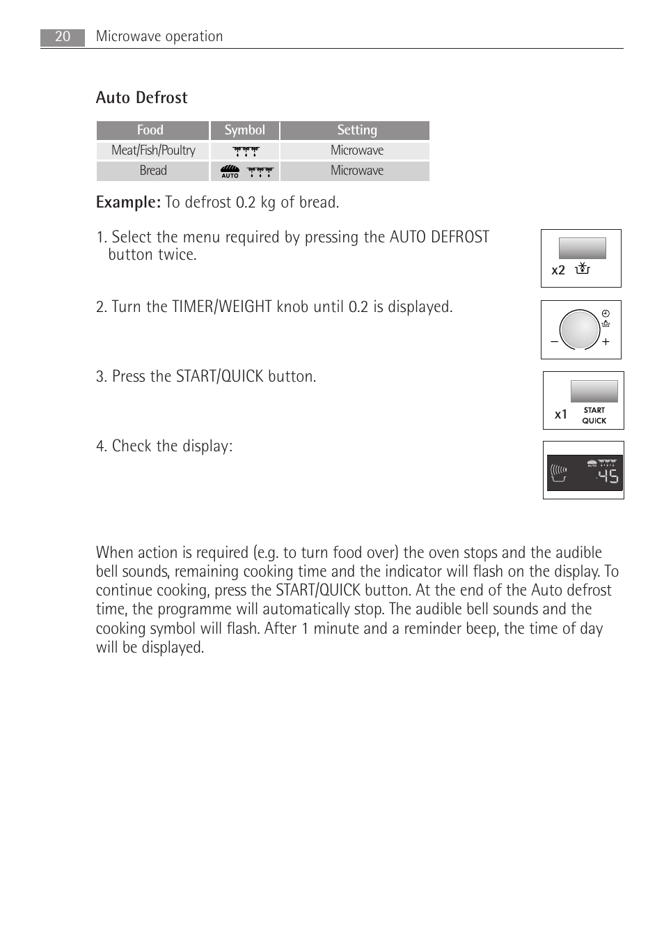 20 microwave operation | Electrolux MCD1762E User Manual | Page 20 / 44