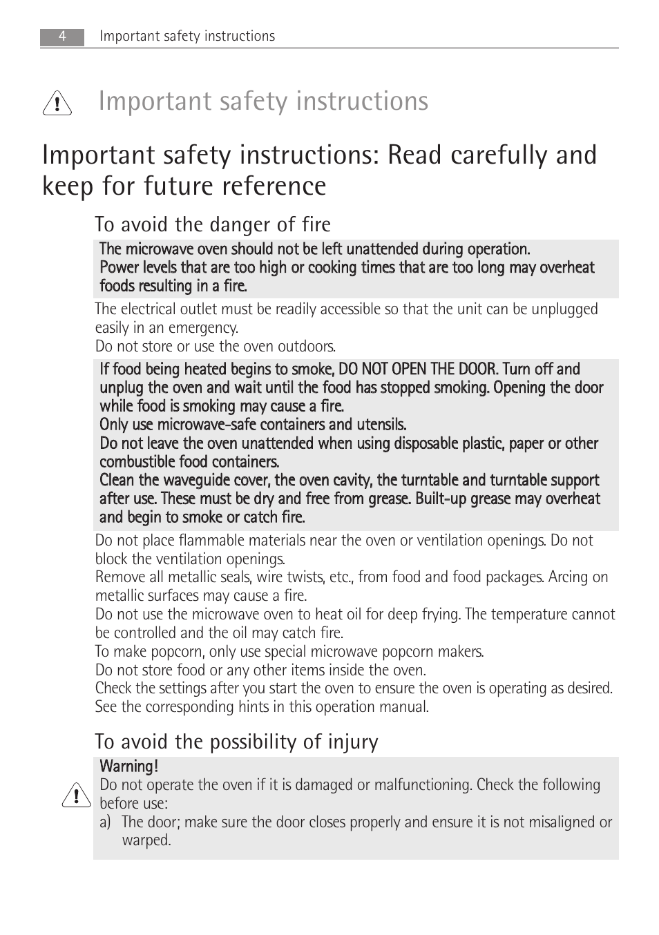 Electrolux MCD1762E User Manual | Page 4 / 44