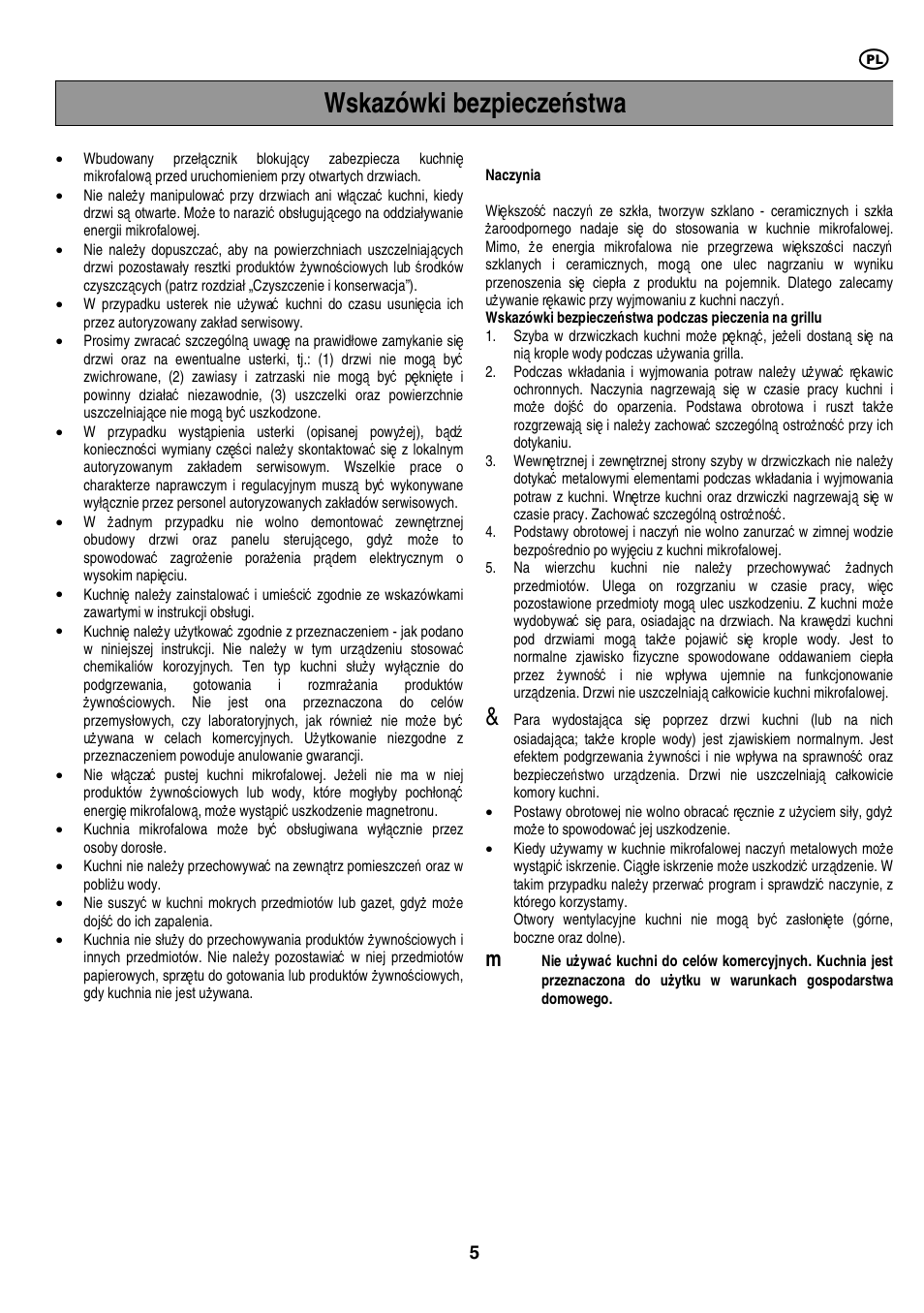 Wskazówki bezpiecze ń stwa | Electrolux EMS20402 User Manual | Page 111 / 284