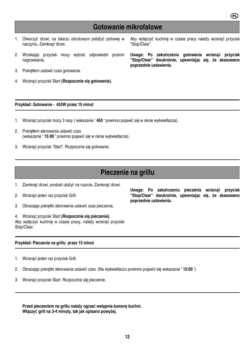 Gotowanie mikrofalowe pieczenie na grillu | Electrolux EMS20402 User Manual | Page 118 / 284