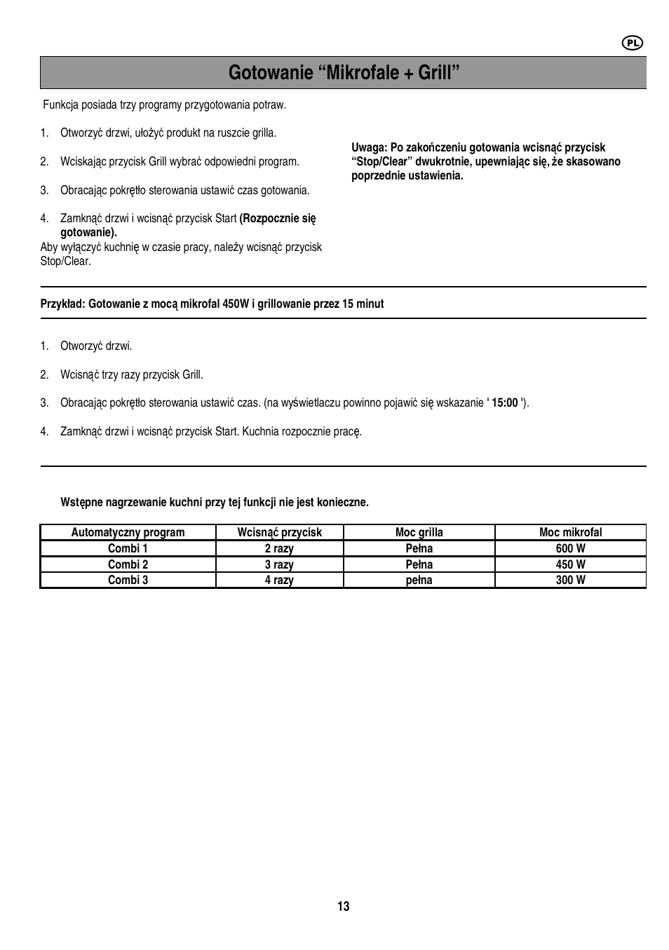 Gotowanie “mikrofale + grill | Electrolux EMS20402 User Manual | Page 119 / 284