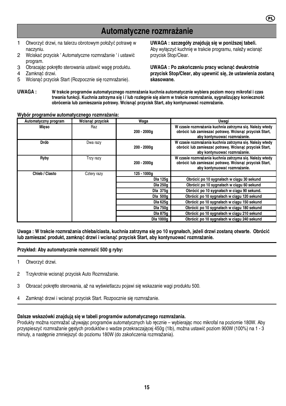Automatyczne rozmra ż anie | Electrolux EMS20402 User Manual | Page 121 / 284