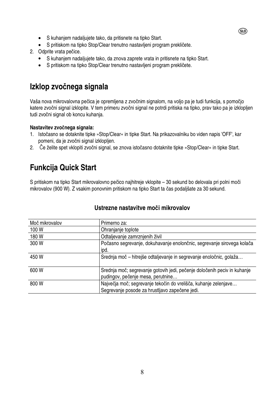 Izklop zvo č nega signala, Funkcija quick start | Electrolux EMS20402 User Manual | Page 157 / 284