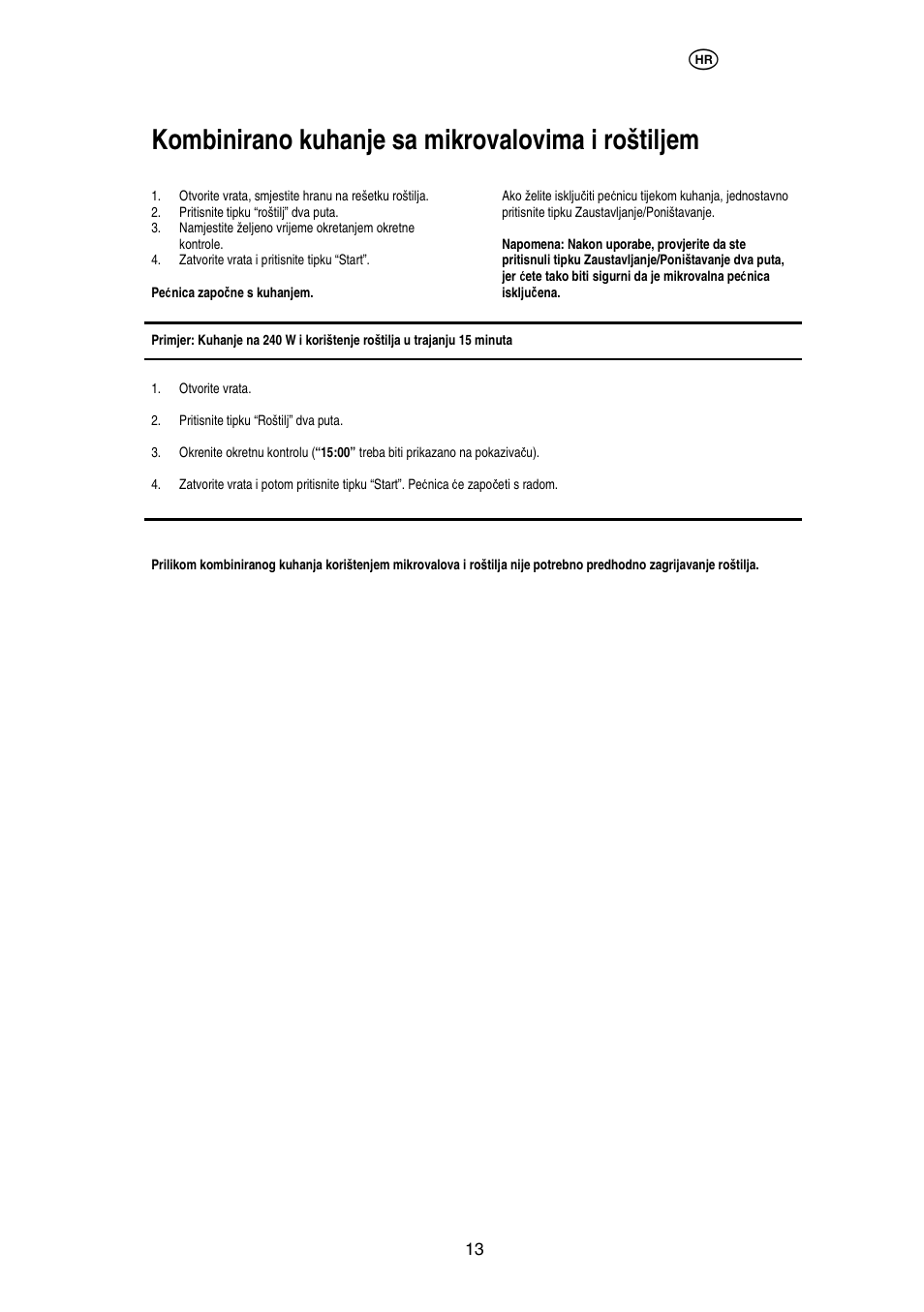 Kombinirano kuhanje sa mikrovalovima i roštiljem | Electrolux EMS20402 User Manual | Page 56 / 284