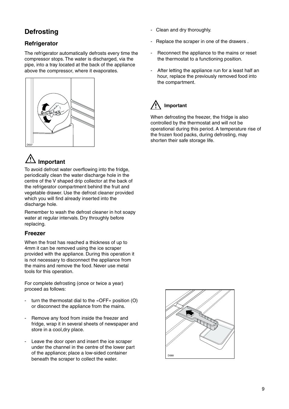 Defrosting | Electrolux ERN 2821 User Manual | Page 9 / 20