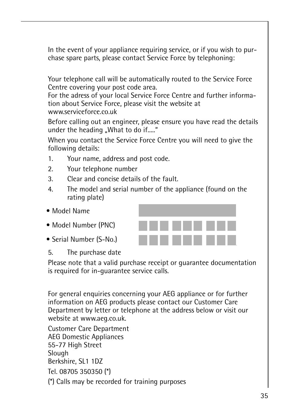 Service & spare parts parts | Electrolux 3791-6 KG User Manual | Page 35 / 36