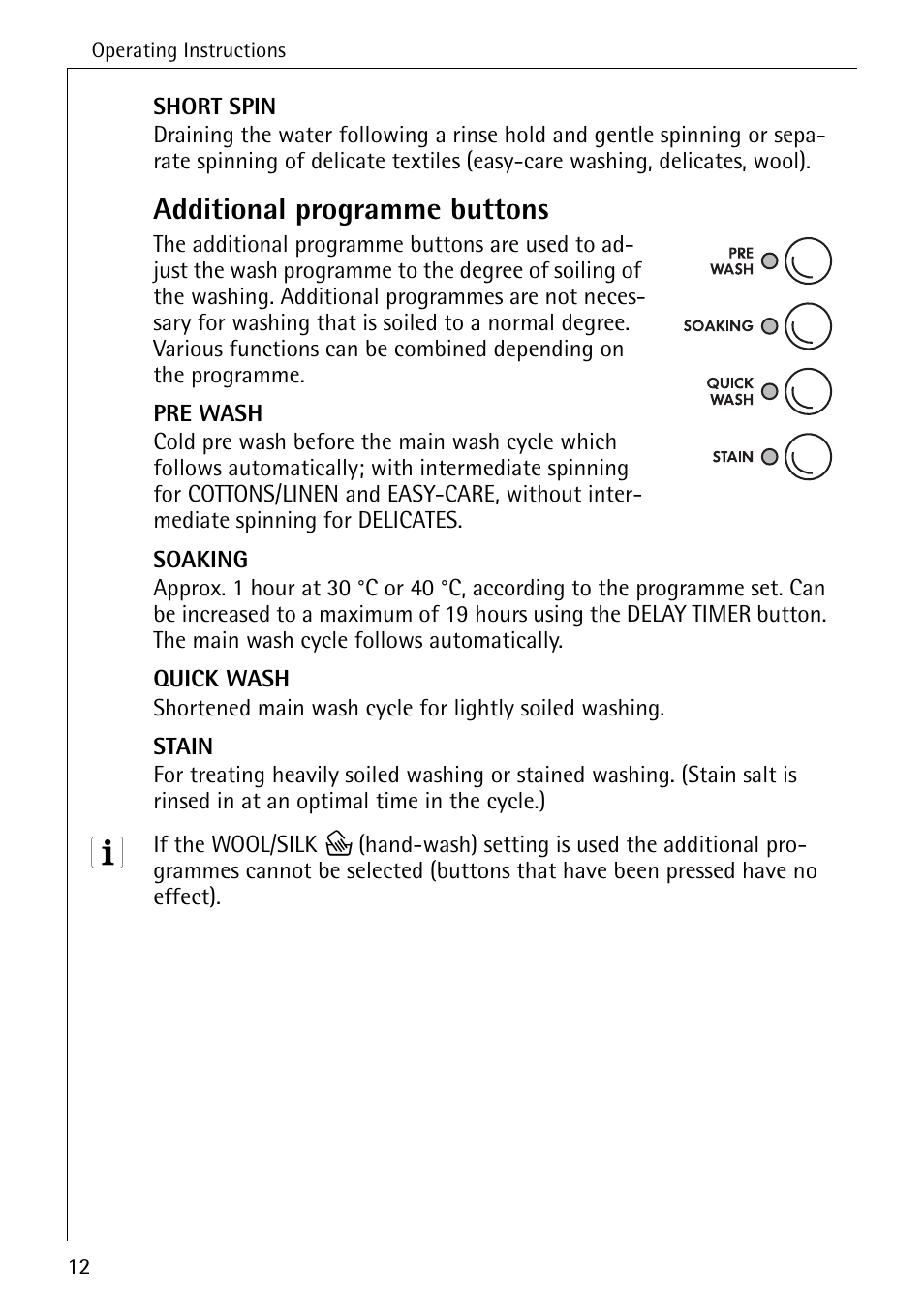 Additional programme buttons | Electrolux 76669 User Manual | Page 12 / 56