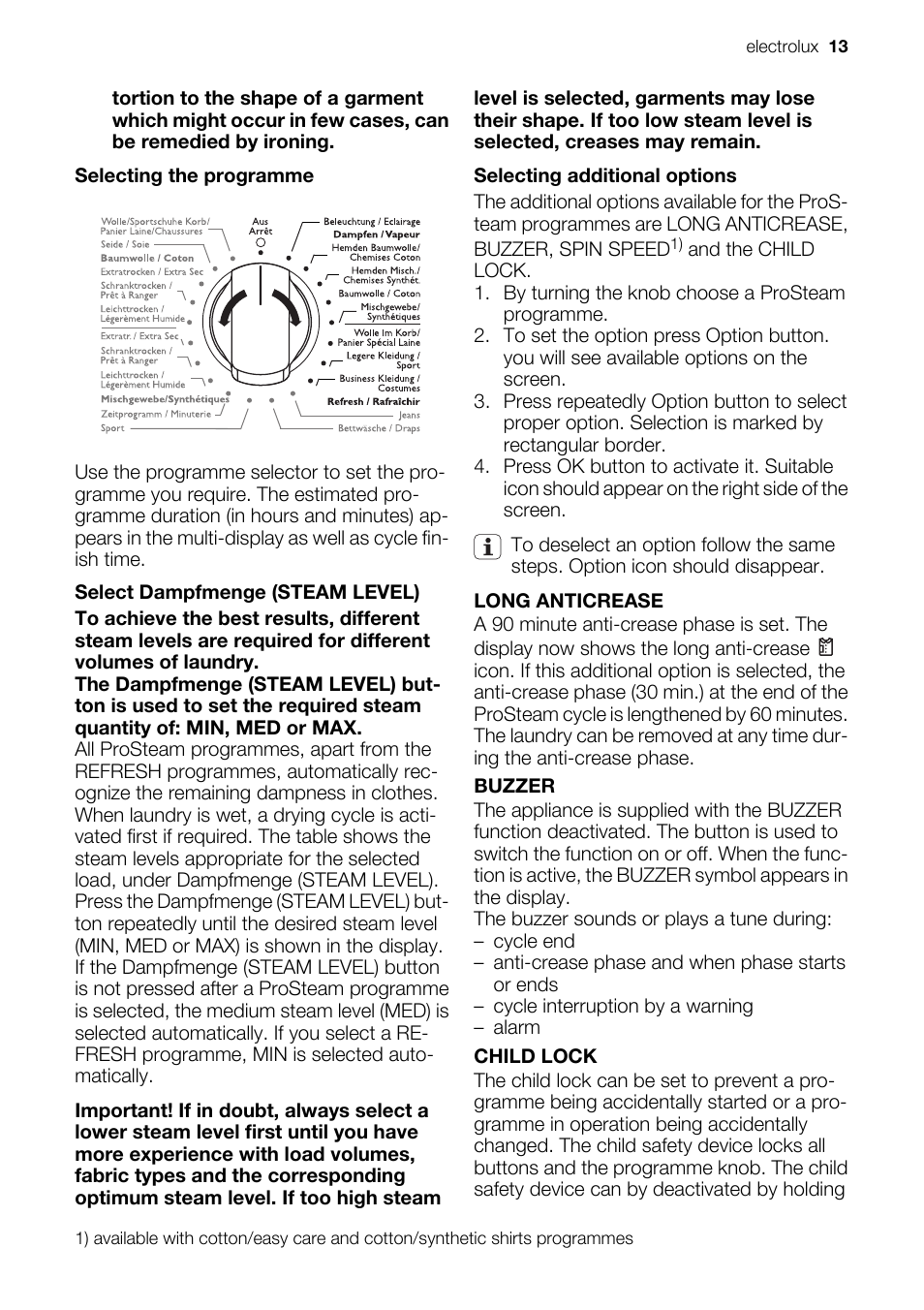 Electrolux PRO STEAM TK SL5 E User Manual | Page 13 / 32