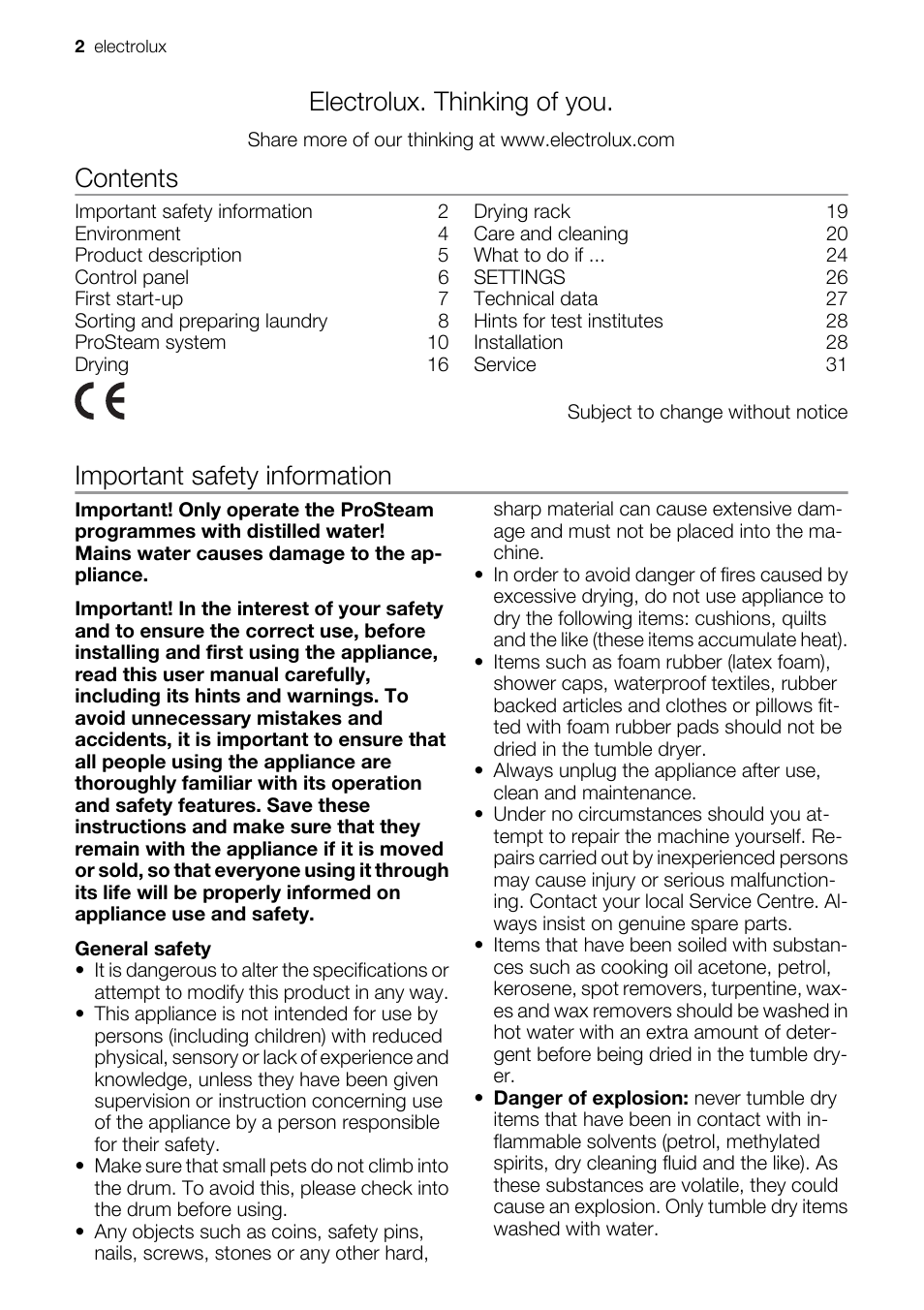 Electrolux PRO STEAM TK SL5 E User Manual | Page 2 / 32