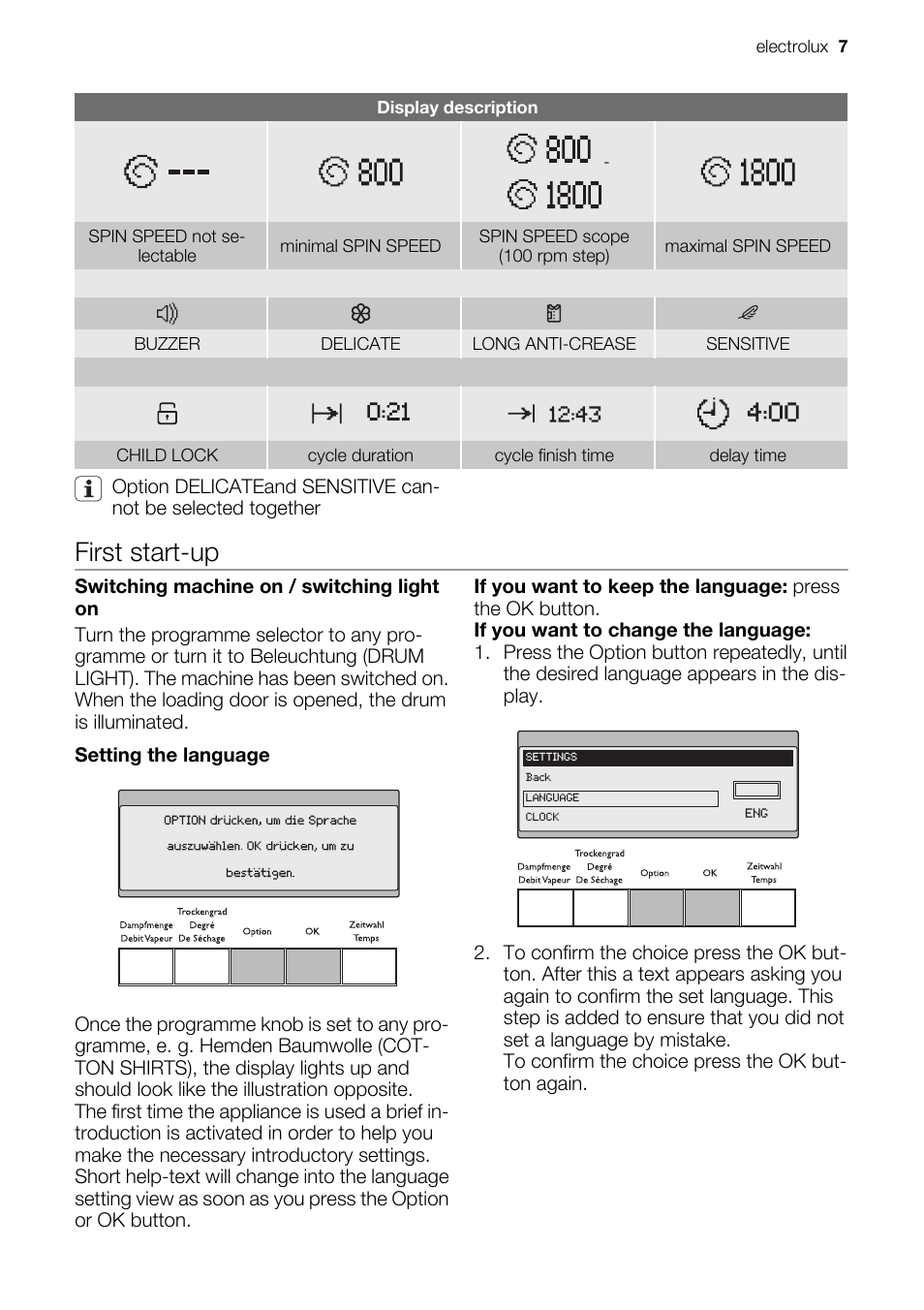 First start-up | Electrolux PRO STEAM TK SL5 E User Manual | Page 7 / 32